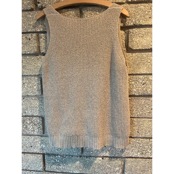 Twist Front Knit Tank Top By Fate In Light Beige Size L Womens Sleeveless V-Neck - Picture 6 of 7